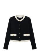 Mango Contrasting Cotton Cardigan Svart