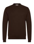 Selected Slhdane Ls Knit Structure Crew Neck Noos Brun
