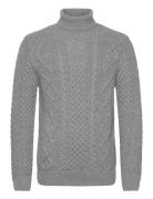 Superdry Jacob Cable Roll Neck Jumper Grå