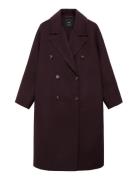Mango Handmade Over D Wool Coat Burgundy