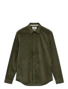Anerkjendt Akleif Solid Cord Shirt Khaki Green