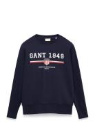 GANT Graphic C-Neck Sweat Marinblå