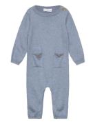 Mango Long Chest-Pocket Jumpsuit Blå