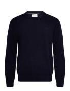 GANT Textured Cotton Merino C-Neck Marinblå