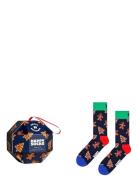 Happy Socks 1-Pack Gingerbread Cookies Socks Gift Set Marinblå